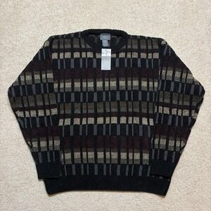 Vtg Mercer Street Studio Sweater NWT Large Multicolor Geometric‎ Knit Crewneck